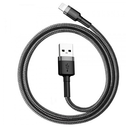 Кабель USB - Lightning для зарядки 0,5 м 2А плетеный Baseus Cafule черный