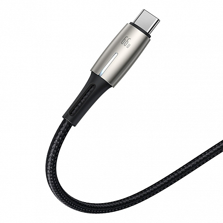 Кабель Type-C - USB 2.0 для зарядки 2 м плетеный 6А 66W Baseus Waterdrop (быстрая зарядка) черный