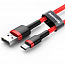 Кабель Type-C - USB 2.0 для зарядки 1 м 3А плетеный Baseus Cafule (быстрая зарядка QC 3.0) красно-черный