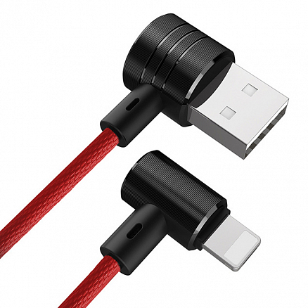 Кабель USB - Lightning для зарядки iPhone 1,2 м 2.1А с угловыми штекерами Baseus Magnet черно-красный