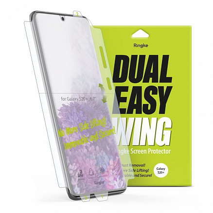 Пленка защитная Samsung Galaxy S20+ на весь экран и торцы Ringke Dual Easy прозрачная 2 шт.
