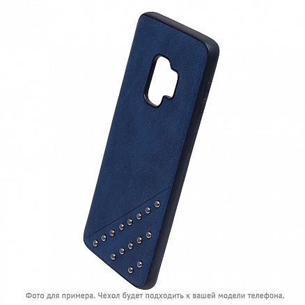 Чехол для Huawei P20 Lite, Nova 3e гибридный с кожей Beeyo Brads Type 1 темно-синий