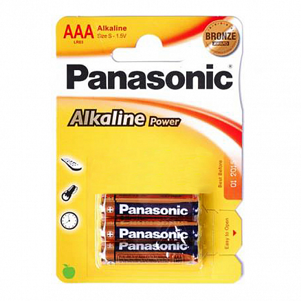 Батарейка LR03 Alkaline (пальчиковая маленькая AAA) Panasonic Alkaline Power упаковка 2 шт. 