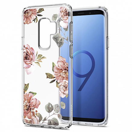Чехол для Samsung Galaxy S9+ гелевый ультратонкий Spigen SGP Liquid Crystal Rose Blossom прозрачный