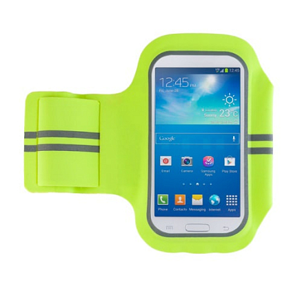 Чехол универсальный для телефона до 5 дюймов спортивный наручный GreenGo Super Fit кислотно-лимонный