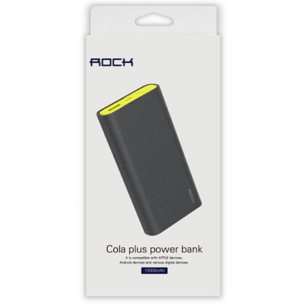 Внешний аккумулятор Rock Cola Plus с быстрой зарядкой QC 2.0 10000мАч (ток 2.1А) черный