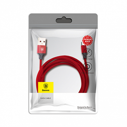 Кабель USB - Type-C для зарядки 1,2 м 3A плетеный Baseus Yiven красный