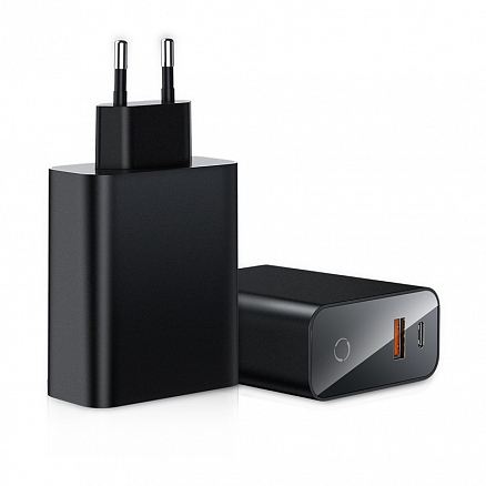 Зарядное устройство сетевое с USB и Type-C 45W 5А Baseus Speed PPS (быстрая зарядка PD 3.0, QC 3.0) черное