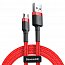 Кабель USB - MicroUSB для зарядки 1 м 2.4А плетеный Baseus Cafule красно-черный