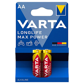 Батарейка LR6 Alkaline (пальчиковая большая AA) Varta Longlife Max Power упаковка 2 шт.