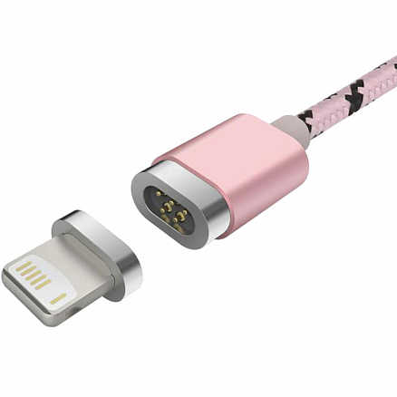 Кабель USB - Lightning для зарядки iPhone 1 м 2.4А магнитный Baseus Insnap розовое золото