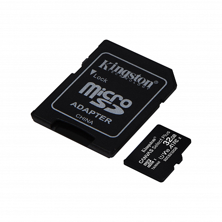 Карта памяти Kingston Canvas Select Plus MicroSDHC 32Gb UHS-I U1 V10 100 Мб/с с адаптером SD
