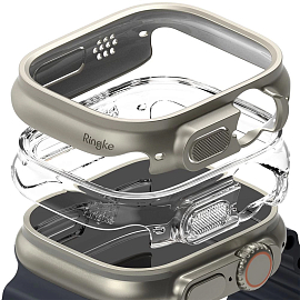 Чехол для Apple Watch 49 мм ультратонкий пластиковый Ringke Slim 2 шт. серый + прозрачный