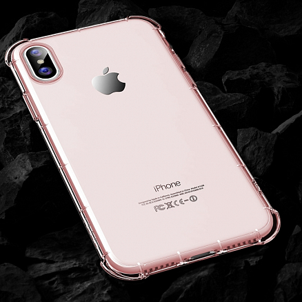 Чехол для iPhone X, XS гелевый с усиленными углами Rock Fence S прозрачно-розовый