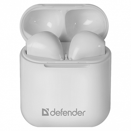 Наушники беспроводные Bluetooth Defender Twins 637 TWS вкладыши с микрофоном белые