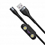 Кабель USB - MicroUSB, Lightning, Type-C 1 м 5А 40W магнитный плетеный Baseus Zinc (быстрая зарядка) черно-серый