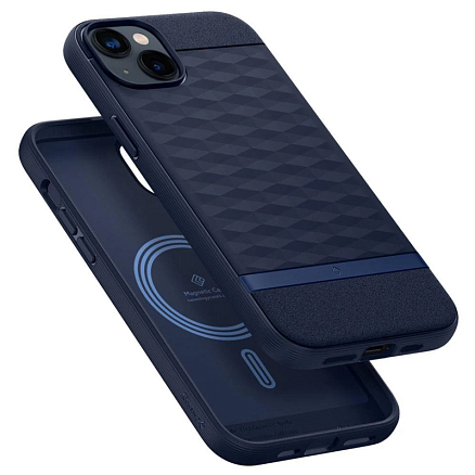Чехол для iPhone 14 гибридный Spigen Caseology Parallax MagSafe синий