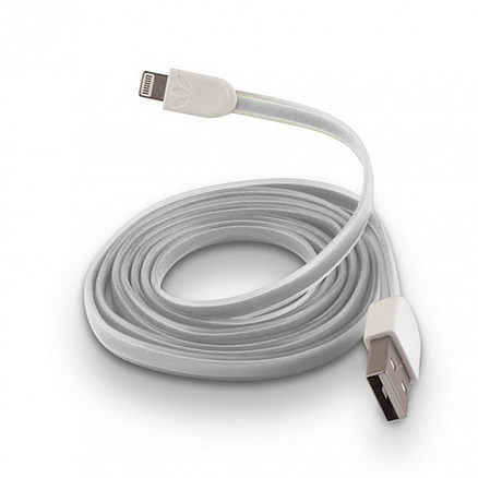 Кабель USB - Lightning для зарядки iPhone 1м 1А плоский Forever белый