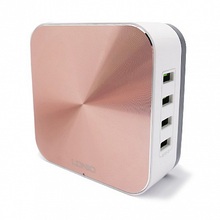 Зарядное устройство сетевое с восемью USB входами 10А 50W Ldnio A8101 (быстрая зарядка QC 3.0) белое с розовым золотом