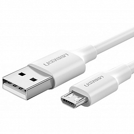 Кабель USB - MicroUSB для зарядки 1 м 2.4А Ugreen US289 (быстрая зарядка QC 3.0) белый