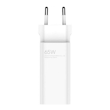 Зарядное устройство сетевое Type-C, USB 65W 5А GaN с кабелем Xiaomi Mi AD652GEU (быстрая зарядка PD) белое