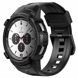 Чехол с ремешком для Samsung Galaxy Watch 4 Classic 42 мм гелевый Spigen Rugged Armor Pro темно-серый