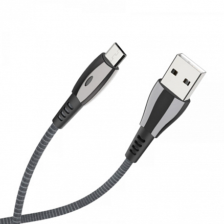 Кабель USB - MicroUSB для зарядки 1 м 3А плетеный Celebrat CB-12 черный