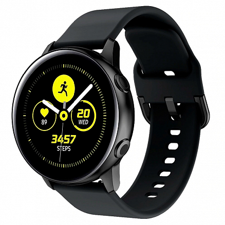 Ремешок-браслет для Samsung Galaxy Watch 42 мм, Active, Active 2 40 мм и 44 мм силиконовый черный
