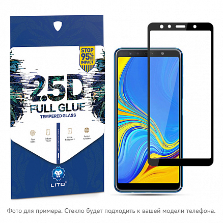 Защитное стекло для Samsung Galaxy A6 (2018) на весь экран противоударное Lito-2 2.5D черное