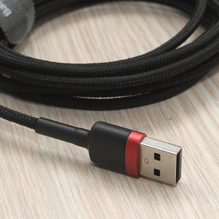 Кабель USB - Lightning для зарядки iPhone 2 м 1.5A плетеный Baseus Kevlar черно-красный
