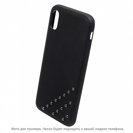 Чехол для Samsung Galaxy A8 (2018) гибридный с кожей Beeyo Brads Type 1 черный