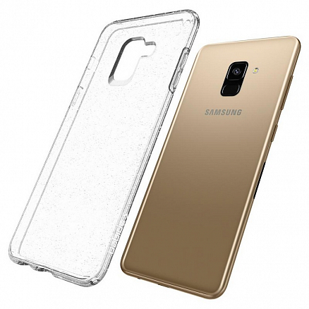 Чехол для Samsung Galaxy A8 (2018) гелевый с блестками Spigen SGP Liquid Crystal Glitter прозрачный