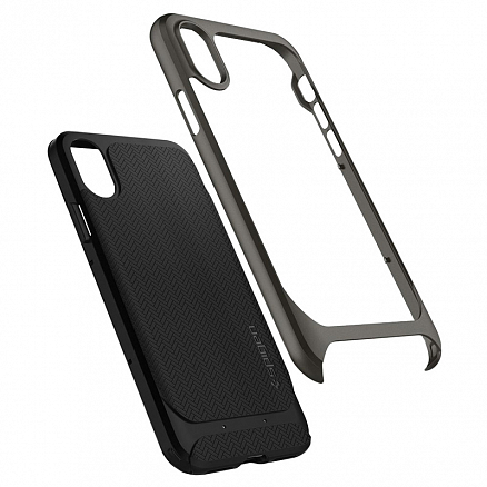Чехол для iPhone X, XS гибридный Spigen SGP Neo Hybrid черно-серый