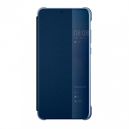 Чехол для Huawei P20 книжка оригинальный Smart View Flip Cover синий