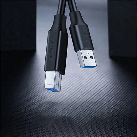 Кабель USB 3.0 - USB B для подключения принтера или сканера 1 м Ugreen US210 черный