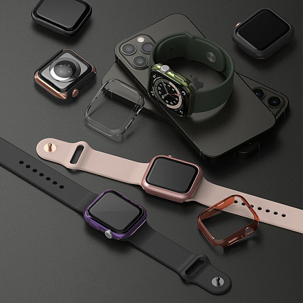 Чехол для Apple Watch 44 мм ультратонкий пластиковый Ringke Slim 2 шт. черный матовый + прозрачный