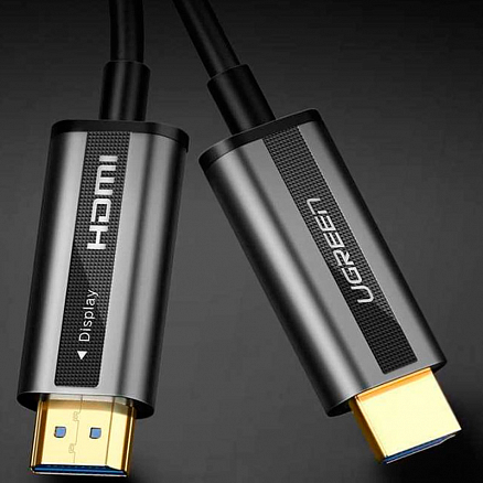 Кабель HDMI - HDMI (папа - папа) оптический длина 10 м версия 2.0 4K 60Hz Ugreen HD132 черный