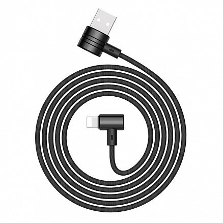 Кабель USB - Lightning для зарядки iPhone 1,2 м 2.1А с угловыми штекерами Baseus Magnet черный