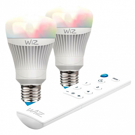Умная лампочка светодиодная WiZ A.E27 WiZ60 TR с пультом разноцветная 2 шт.