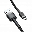 Кабель USB - MicroUSB для зарядки 1 м 2.4А плетеный Baseus Cafule черно-серый