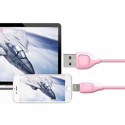 Кабель USB - Lightning для зарядки iPhone 1 м 1.3А Remax Lesu розовый