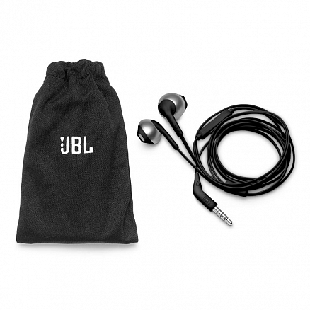 Наушники JBL Tune T205 вкладыши с микрофоном и плоским проводом черные 