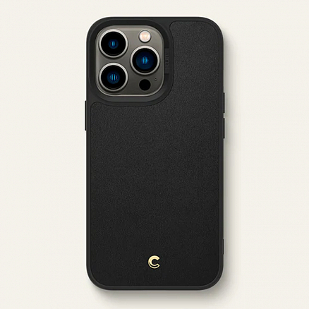 Чехол для iPhone 13 Pro гибридный с кожей Spigen Сyrill Leather Brick черный
