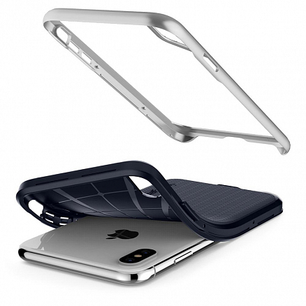 Чехол для iPhone XS Max гибридный Spigen SGP Neo Hybrid серебристо-синий