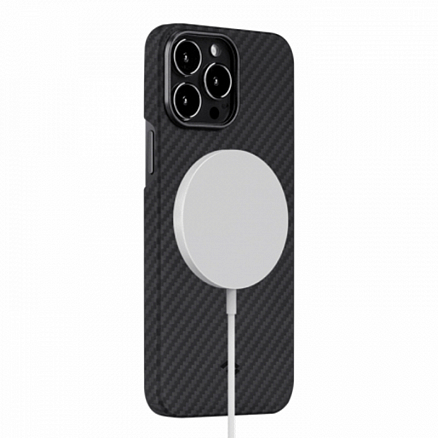 Чехол для iPhone 13 Pro Max кевларовый тонкий Pitaka MagEZ черно-серый