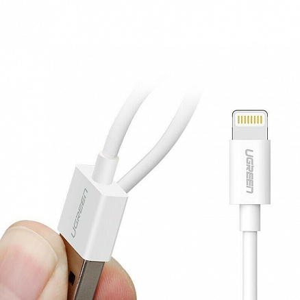 Кабель USB - Lightning для зарядки iPhone 0,25 м 2.4A MFi Ugreen US155 (быстрая зарядка) белый