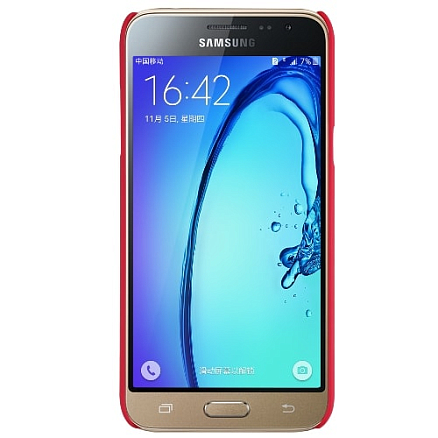 Чехол для Samsung Galaxy J3, J3 (2016) пластиковый тонкий Nillkin Super Frosted красный