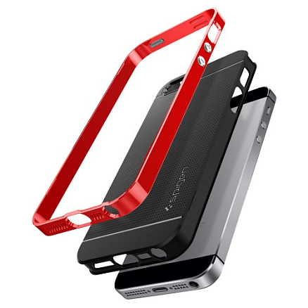 Чехол для iPhone 5, 5S, SE гибридный Spigen SGP Neo Hybrid черно-красный