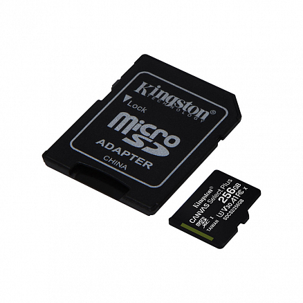 Карта памяти Kingston Canvas Select Plus MicroSDXC 256Gb UHS-I U3 V30 100 Мб/с с адаптером SD