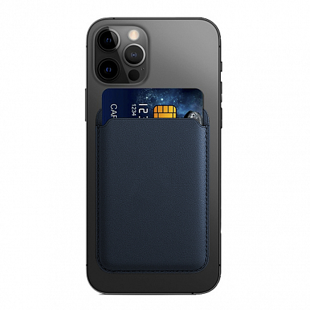 Магнитный карман MagSafe для карточки на iPhone темно-синий